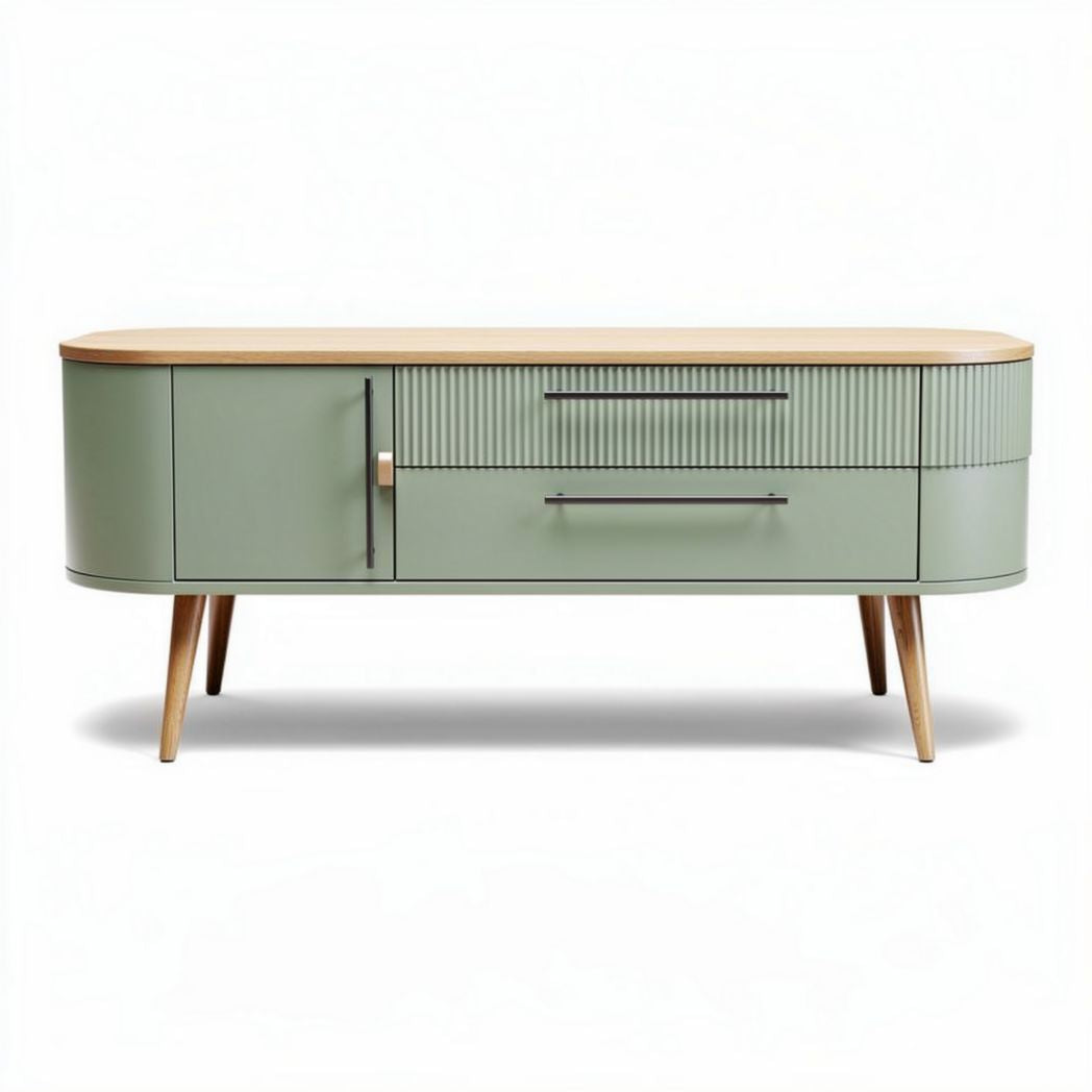 Elegante salontafel van hout en metaal met afmetingen 120 x 40 x 50cm in groen