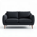 Leren bank van 180 x 90 x 80cm in donkergrijze kleur met houten poten