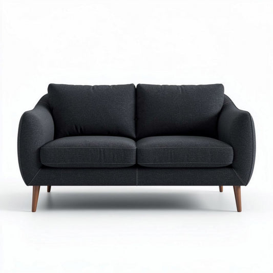 Leren bank van 180 x 90 x 80cm in donkergrijze kleur met houten poten