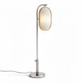 Vloerlamp van metaal en stof met ronde lampenkap hoogte 150 cm