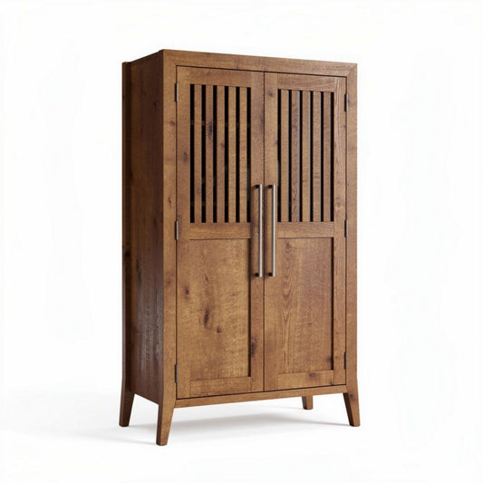Houten kast met scharnierende deuren en verticale latten 80 x 40 x 160cm
