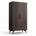Houten kast met ribbelpatroon en lade 80 x 40 x 180 cm donkerbruin