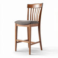 Houten barkruk met grijze stofzitting 40 x 40 x 100cm