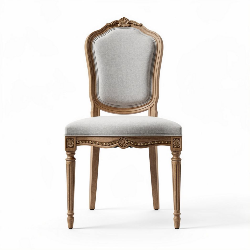 Houten eetkamerstoel met stoffen bekleding en afmetingen 45 x 50 x 90cm