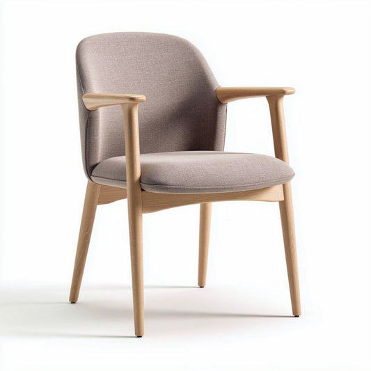 Stoel van hout met stofbekleding in lichtgrijs 55 x 60 x 80cm
